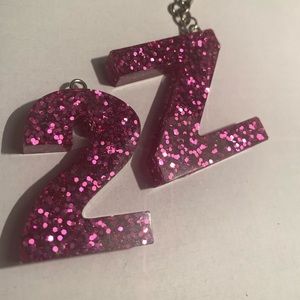 Pink glitter keychains